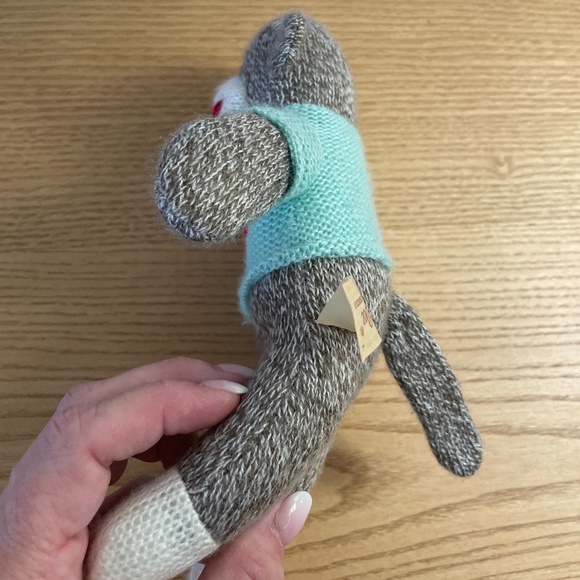 Dan Dee Plush Sock Monkey Teal Sweater w Heart Stuffed Animal 2015 10” Toy - Picture 3 of 10